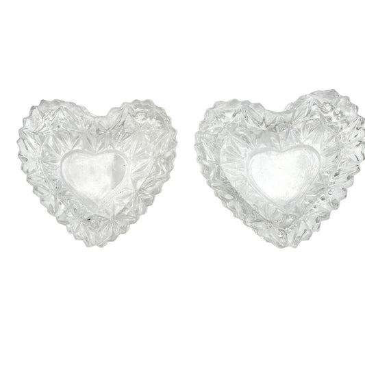 Tiny Hearts Container Set of Two 2.5 x 2.5 Clear Glass Valentines