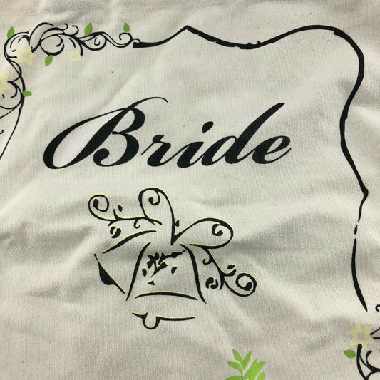 Canvas Bride Tote Bag Black and White Wedding Bells Medium Groom Ceremony EUC