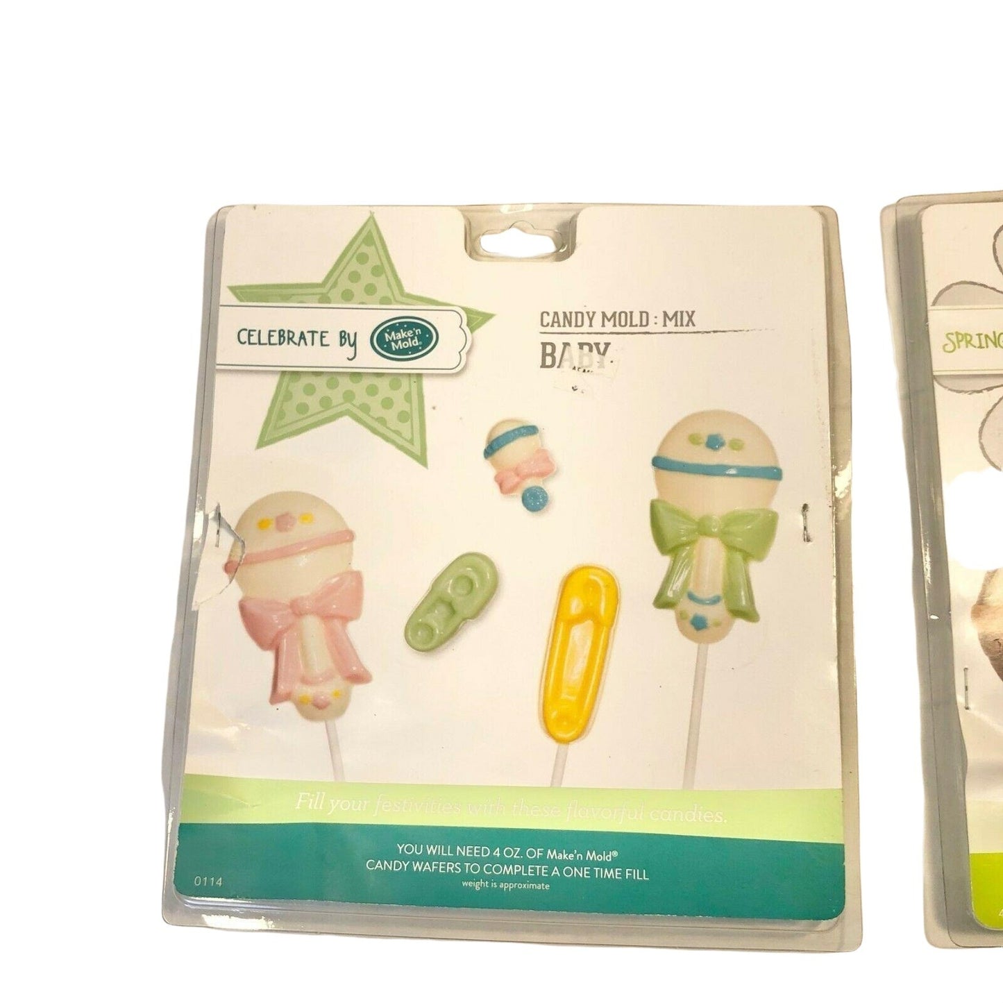 Set of 2 Candy Molds Pops Easter Basket & Baby Instructions NIP