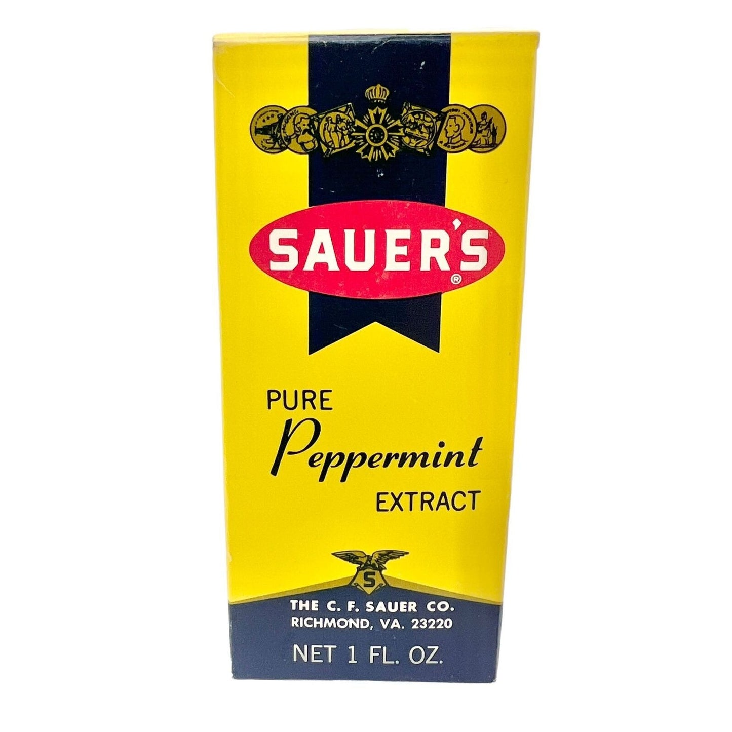 Vintage Sauer's Pure Peppermint Extract NIB 1 fl oz