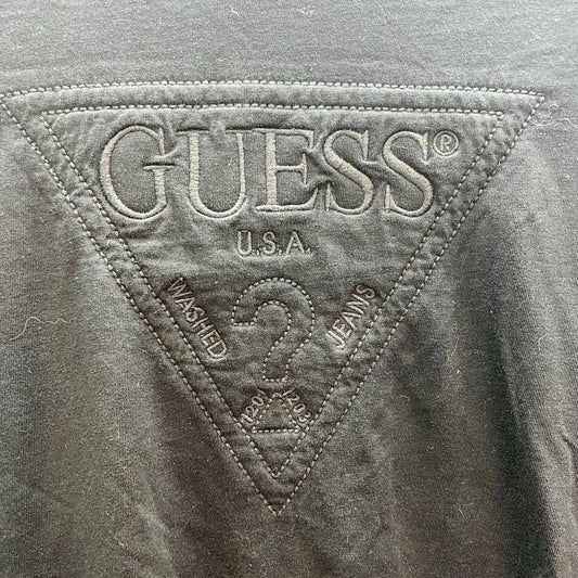 Guess Medium Black T-Shirt with Stitched Logo NWOT Short Sleeves