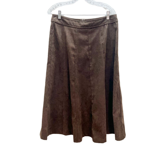 Christopher & Banks Women's 10 Brown Suede Like Full Skirt Back Zip