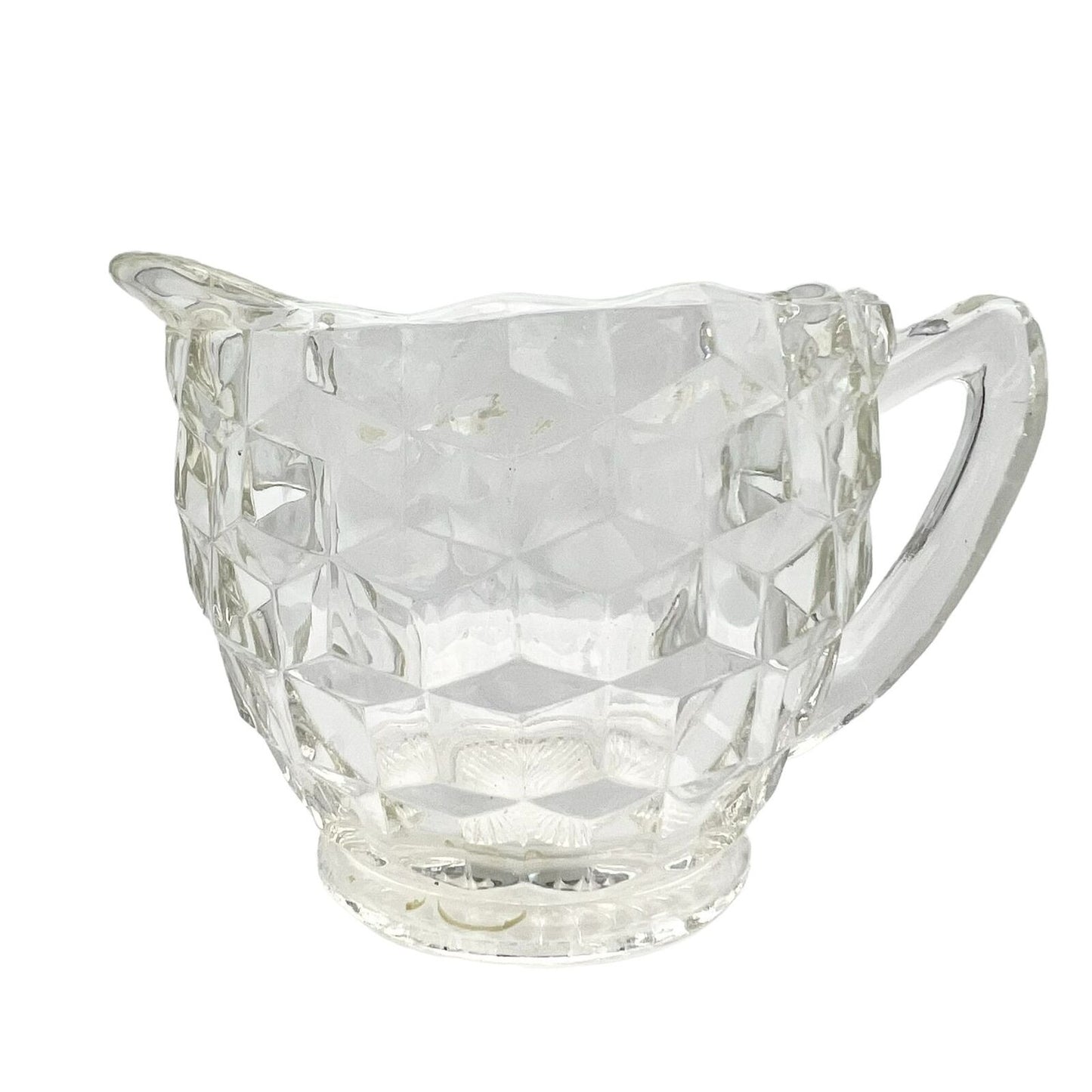 Vintage Pressed Glass Faceted Cream Pitcher 4 x 3