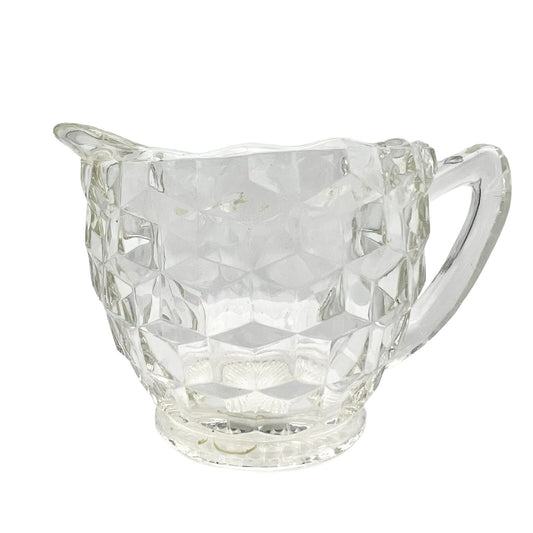 Vintage Pressed Glass Faceted Cream Pitcher 4 x 3