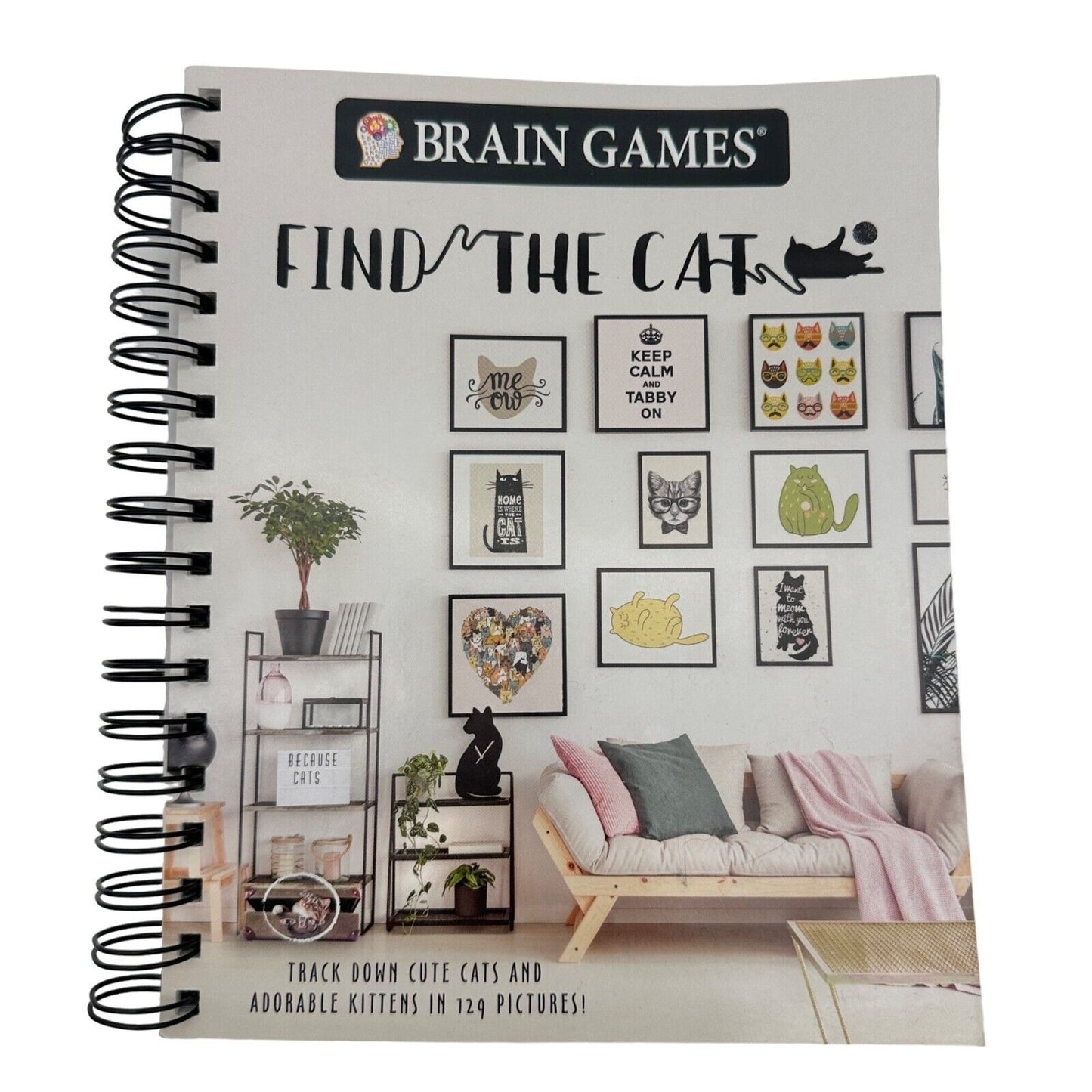 Brain Games Picture Puzzle Find the Cat Spiral Book