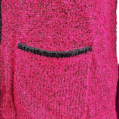 South Cotton Sweater Women's M Red Black Trim Long Sleeve Button Up EUC
