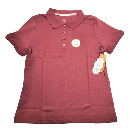 Wonder Nation Girls Uniform Short Sleeve Polo-style Burgundy XL Tagless Comfort