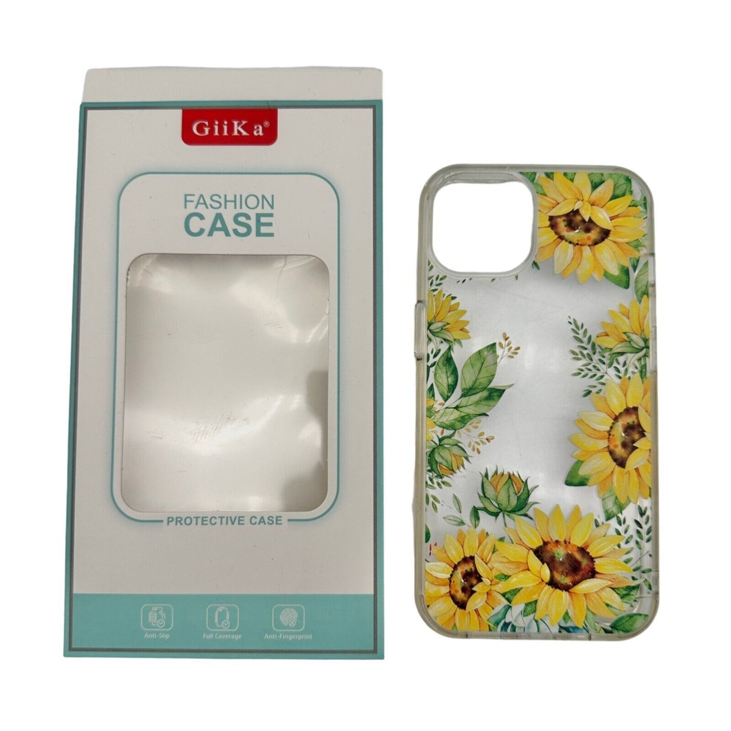 iPhone 13 Case Clear Full Body Shockproof Protective Sunflower Hard Case