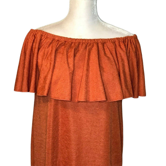 LuLaRoe Cici Women's XL Dress Orange Ruffles Textured NWT Retired