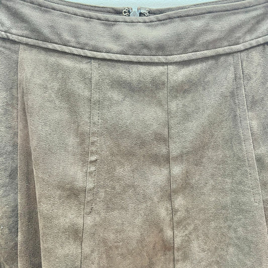 Christopher & Banks Women's 10 Brown Suede Like Full Skirt Back Zip