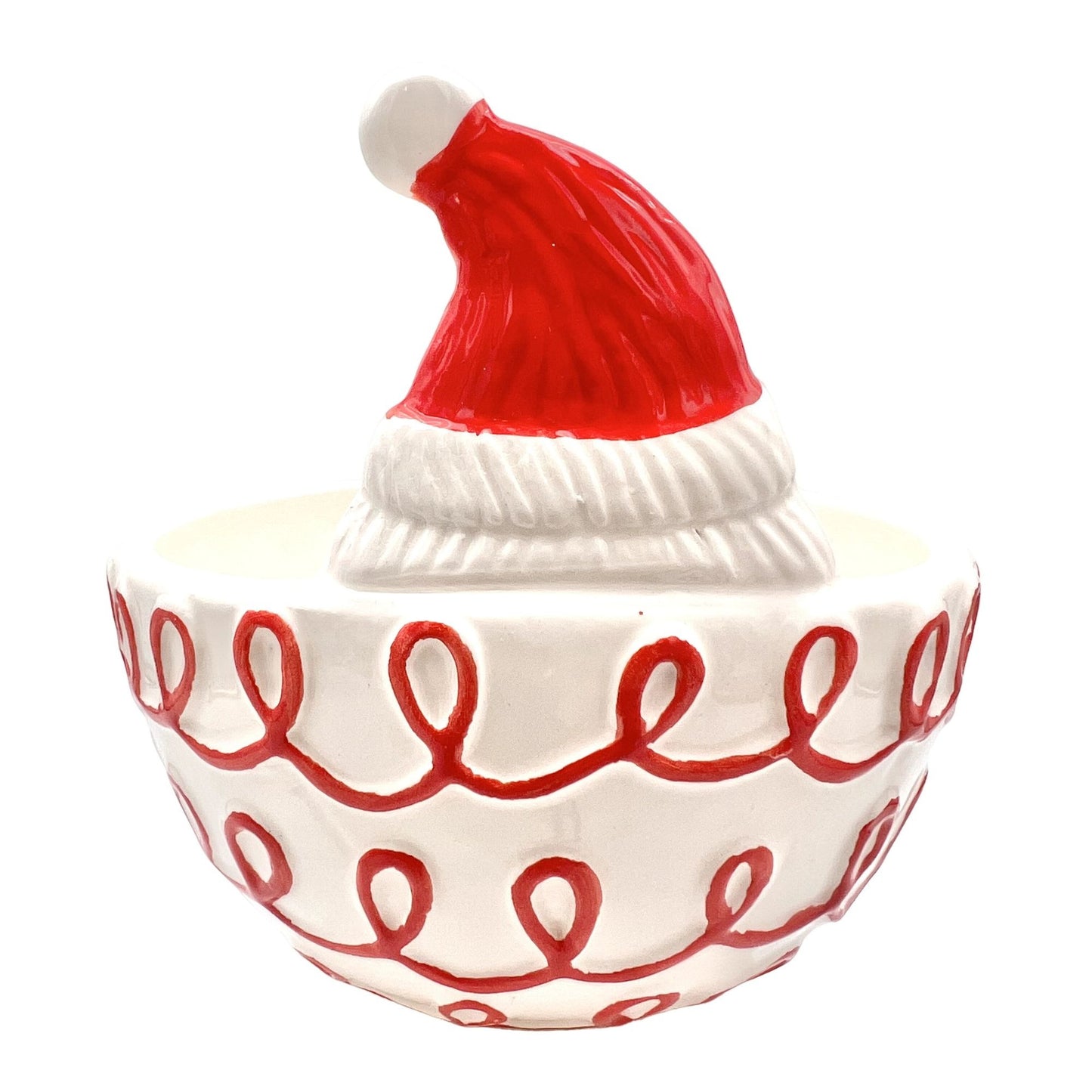 Deck the Halls, Ya'll Santa Bowl 5 x 4.5 White with Red Accents