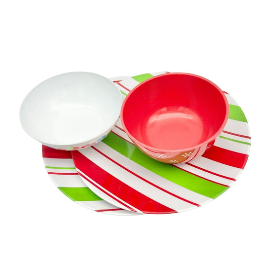 Bundle of 4 Pieces Melamine Mixed Christmas Dishes Bowls and Plates