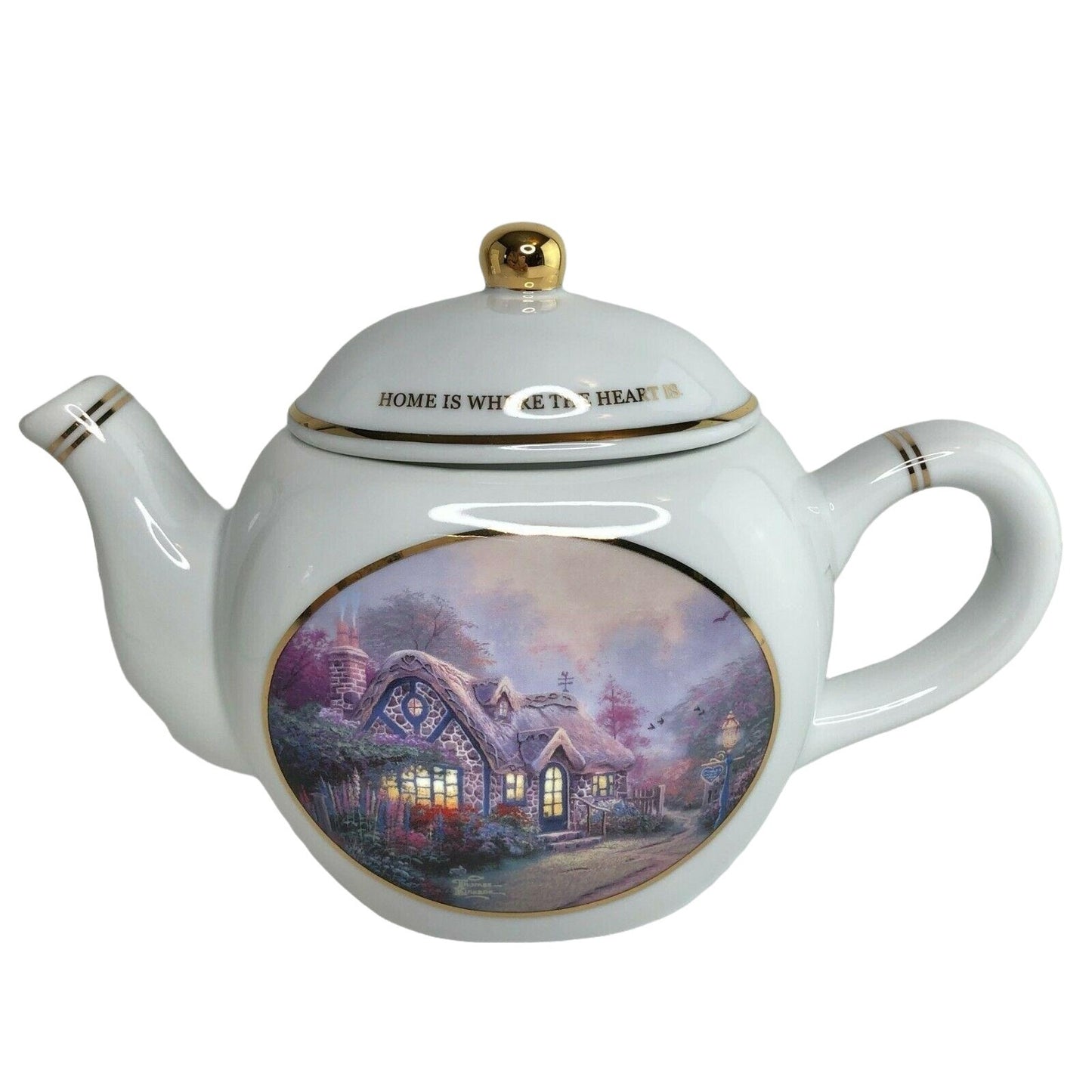 Vintage Thomas Kinkade Candlelight Cottage Teapot TKE-CTG 176941-01