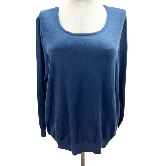 Love Ellie Women's Aleah Open Back Long Sleeve Pullover 2X Navy NWT