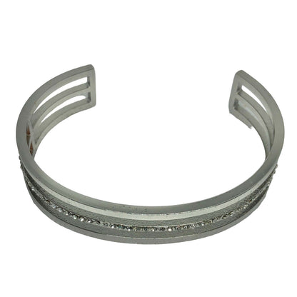 Silvertone Simulated Diamond Cuff Bracelet Women Girls Dressy