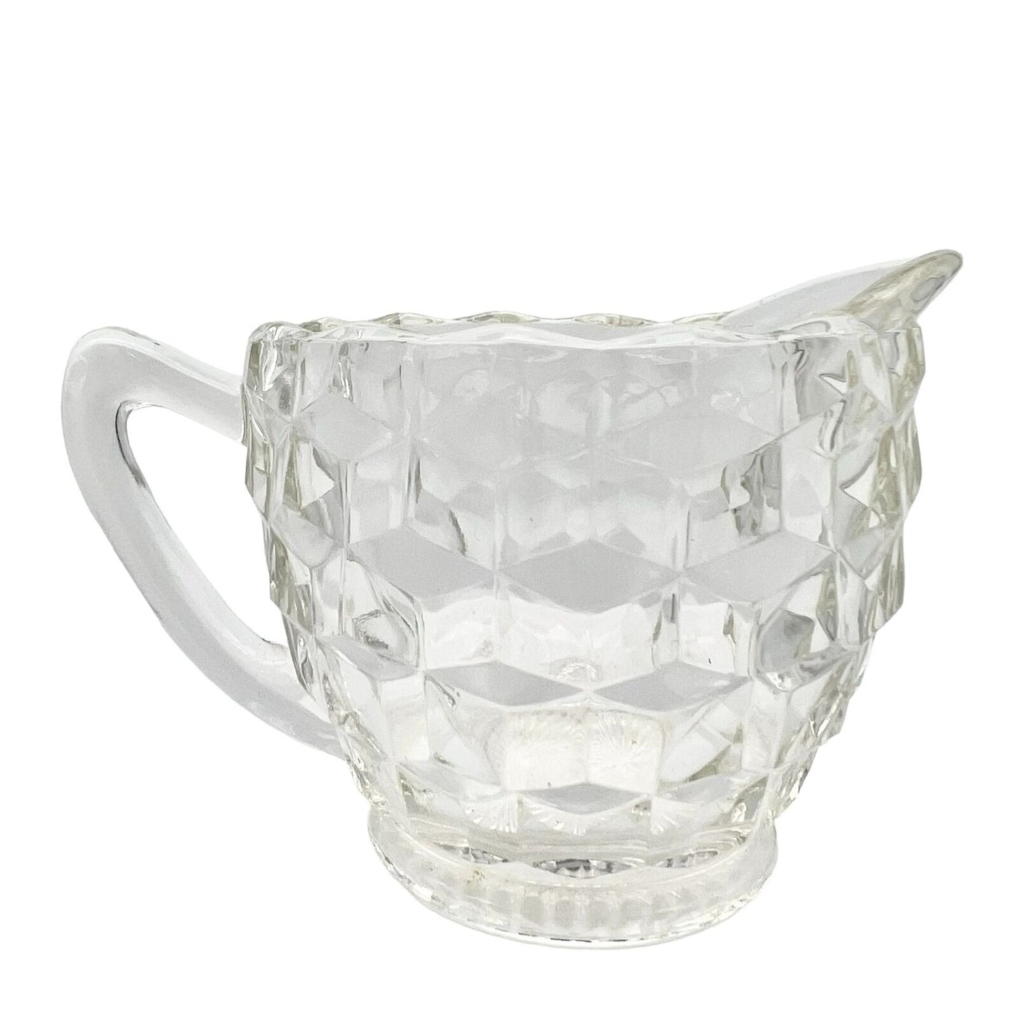 Vintage Pressed Glass Faceted Cream Pitcher 4 x 3