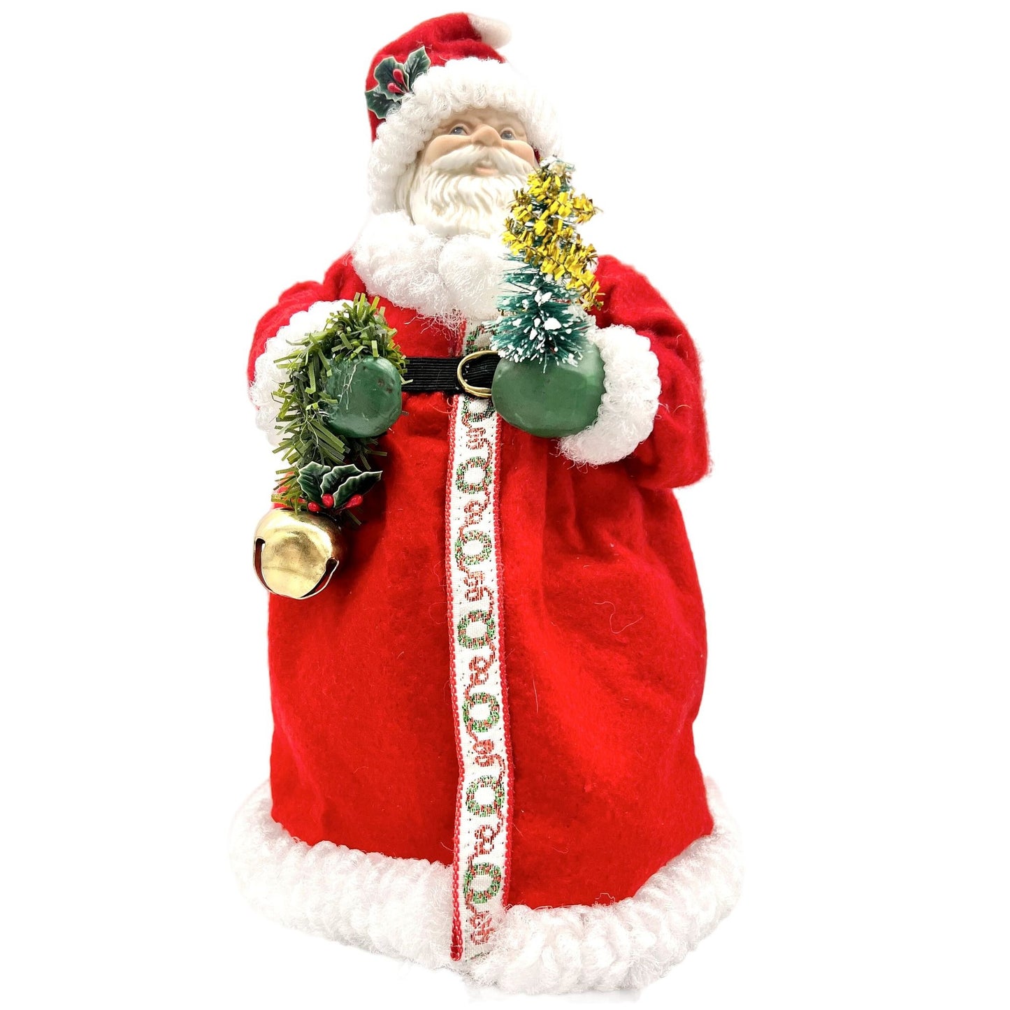 Christmas Tree Topper 10 x 6 Santa with Red Gown Ceramic Face