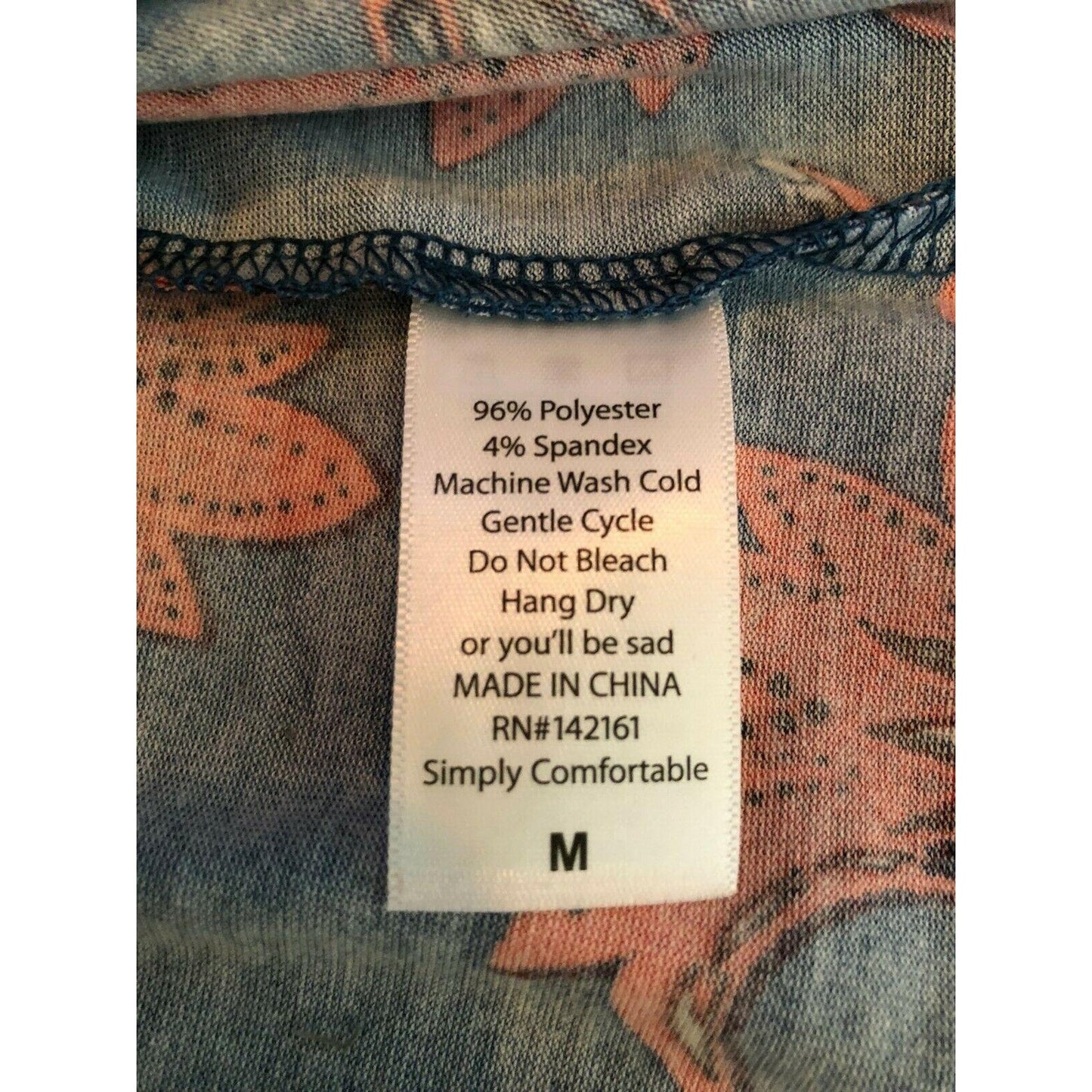LuLaRoe Randy Baseball Style Tee Size M Blue Red Flowers Gray 3/4 sleeves NWT