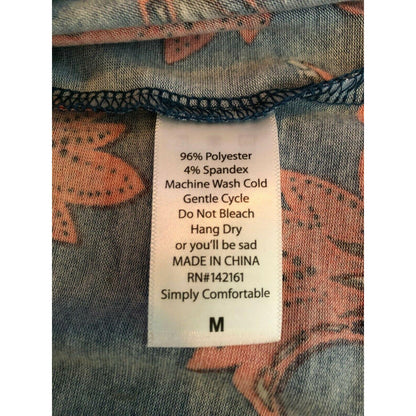 LuLaRoe Randy Baseball Style Tee Size M Blue Red Flowers Gray 3/4 sleeves NWT