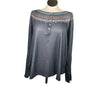 Luukse Womens 3X Gray Lightweight Henley Top with Ski Sweater Look Long Sleeve