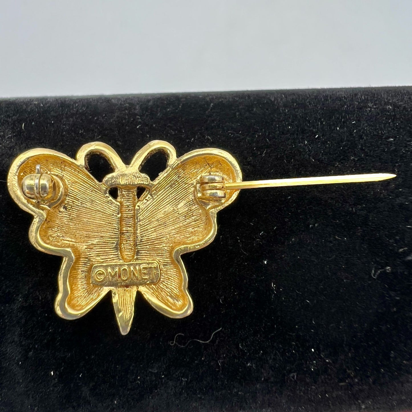 Vintage Monet Brooch 1 in Gold Butterfly Stick Pin