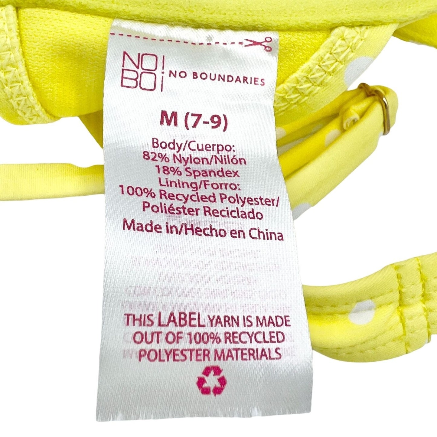 No Boundaries Medium 7-9 Yellow White Dot Underwire Bikini Top Juniors NWT