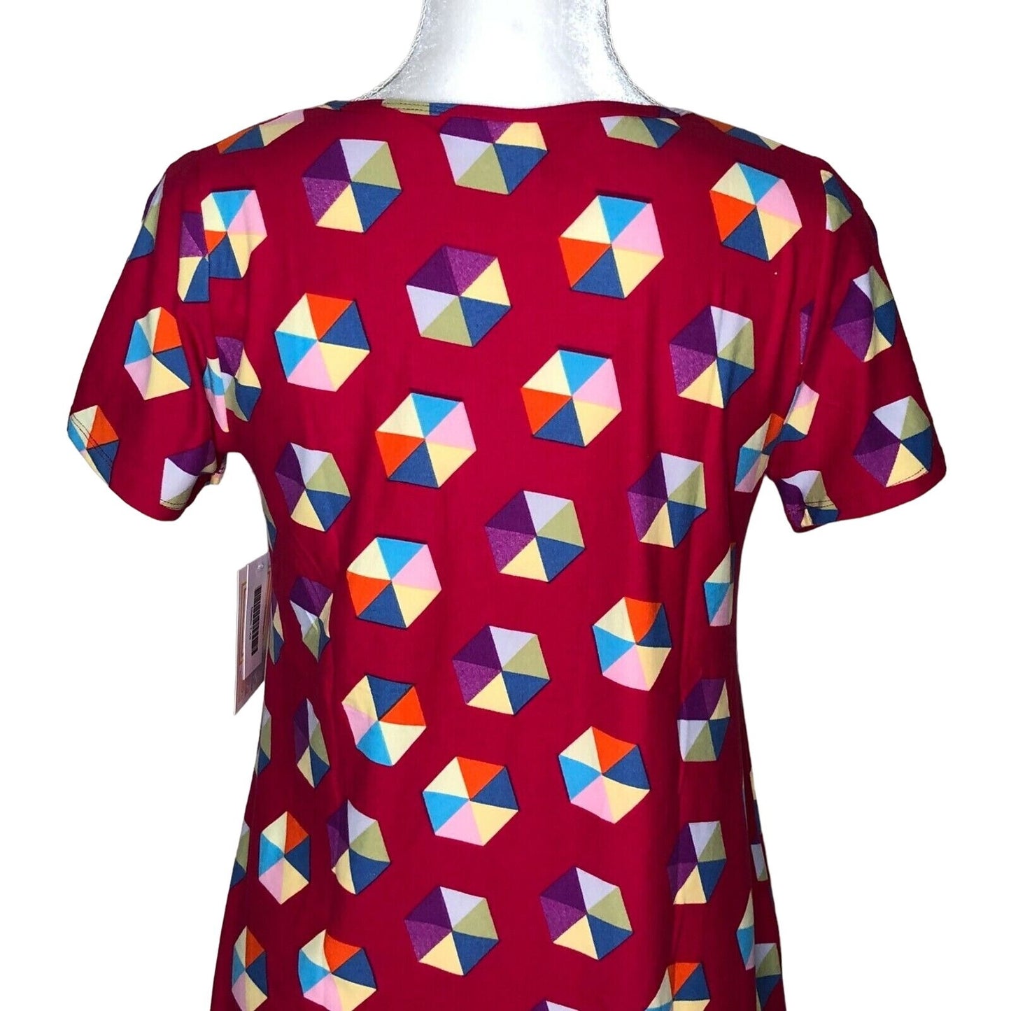 LuLaRoe Classic T Women's Top XS Fucshia with Colorful Triangles NWT