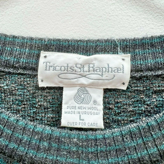 Tricots St. Raphael Mens Large Pure New Wool Sweater Hunt Theme Uruguay