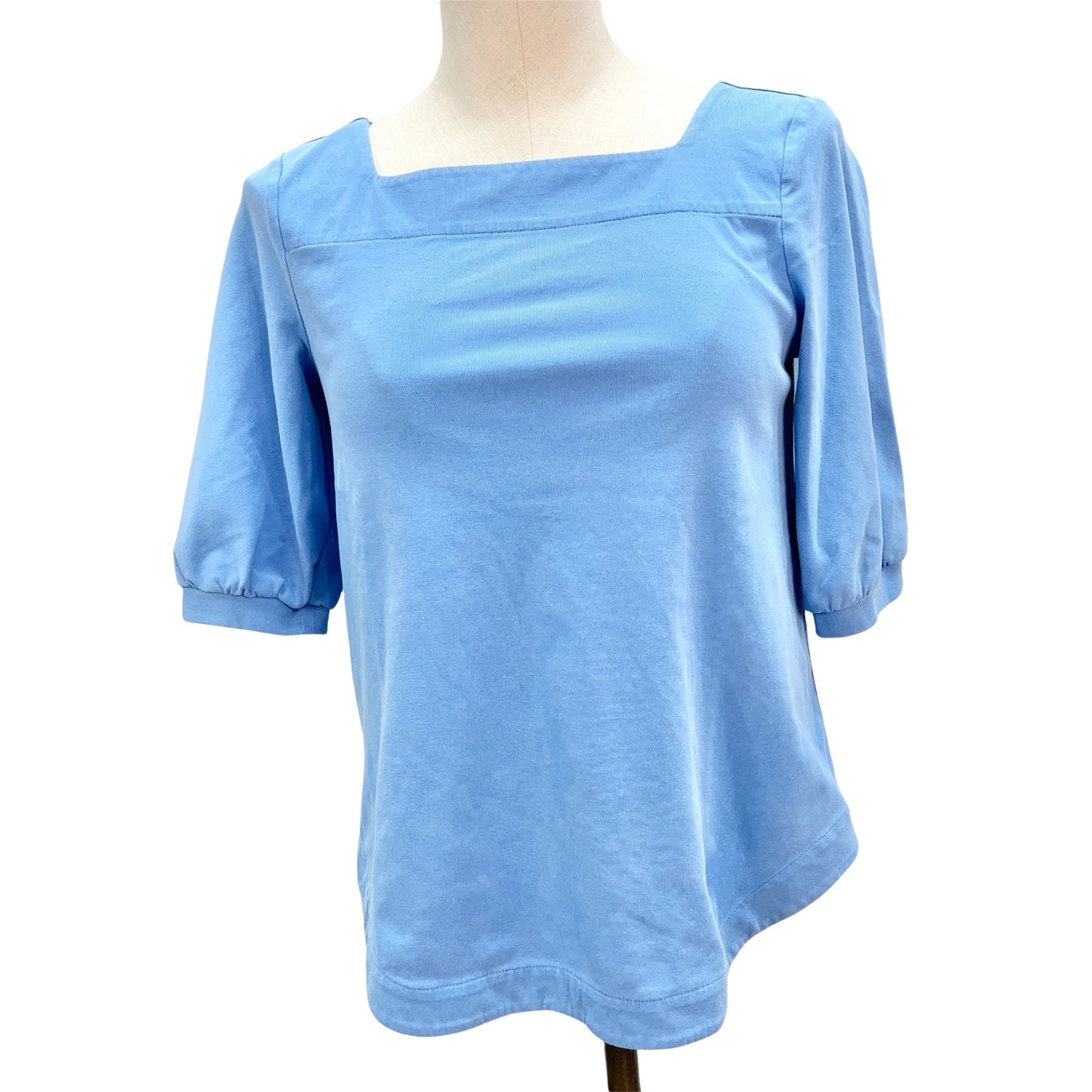 Ann Taylor Women's XS Sky Blue Square Neck Short Sleeve Top