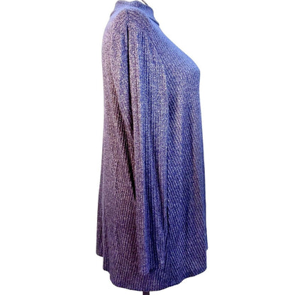Lane Bryant Tunic 18/20 Blue Ribbed Mock Turtleneck Long Sleeve NWOT