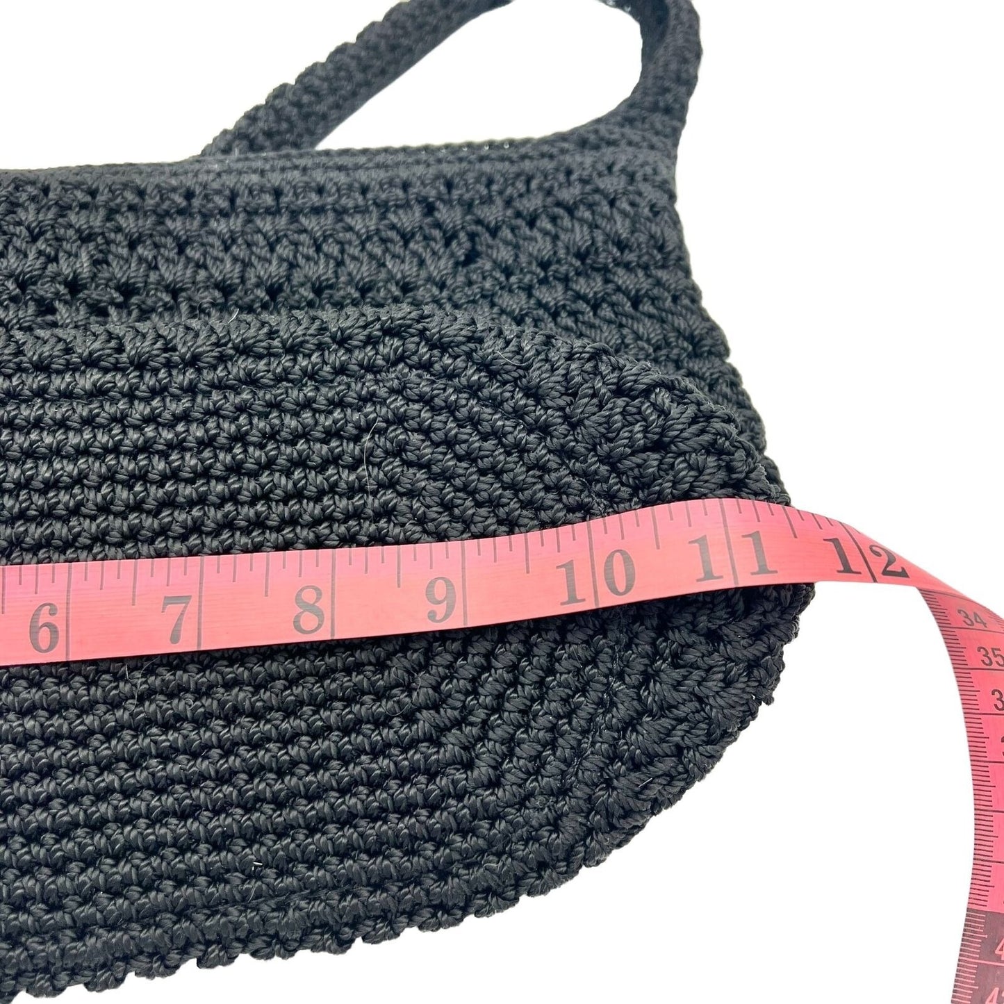 The Sak Black Crochet Purse Bag Zip Closure Interior Pockets