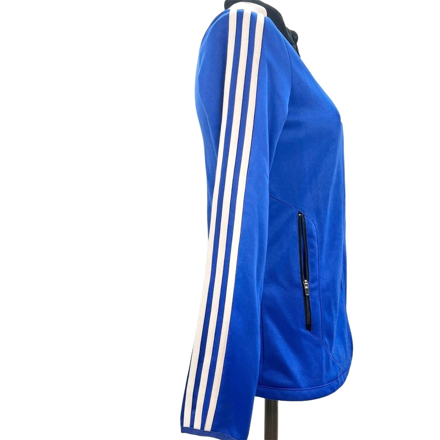 Adidas Womens Small Blue Black White Zip Up Sports Jacket Climacool