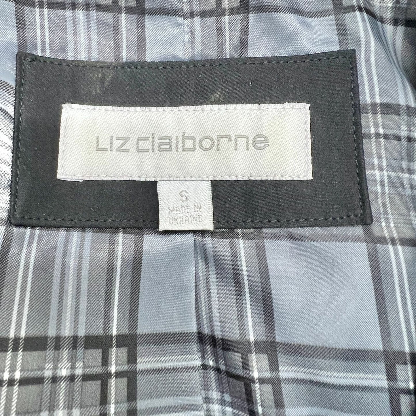 Liz Claiborne Women's Small Black Rain Coat Button Up Waist Tie