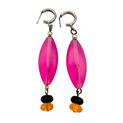 2 Sets Vintage Earrings Pierced Women's Dangle Colorful Beads Retro