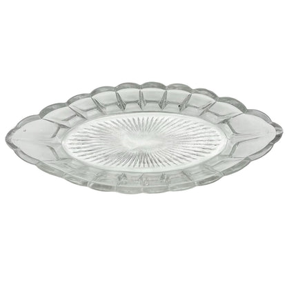 Serving Dish 12 x 5 x 2 Clear Glass Scalloped Oval