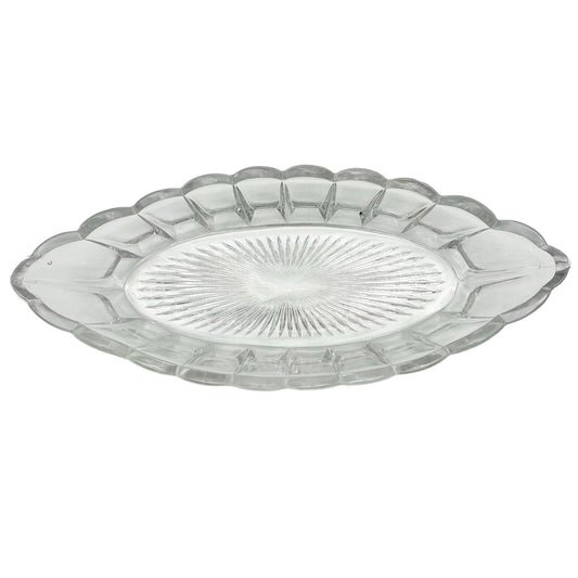 Serving Dish 12 x 5 x 2 Clear Glass Scalloped Oval