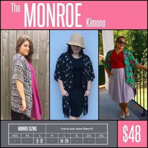 LuLaRoe Retired Monroe Women's S Kimono Blue Burgundy NWT