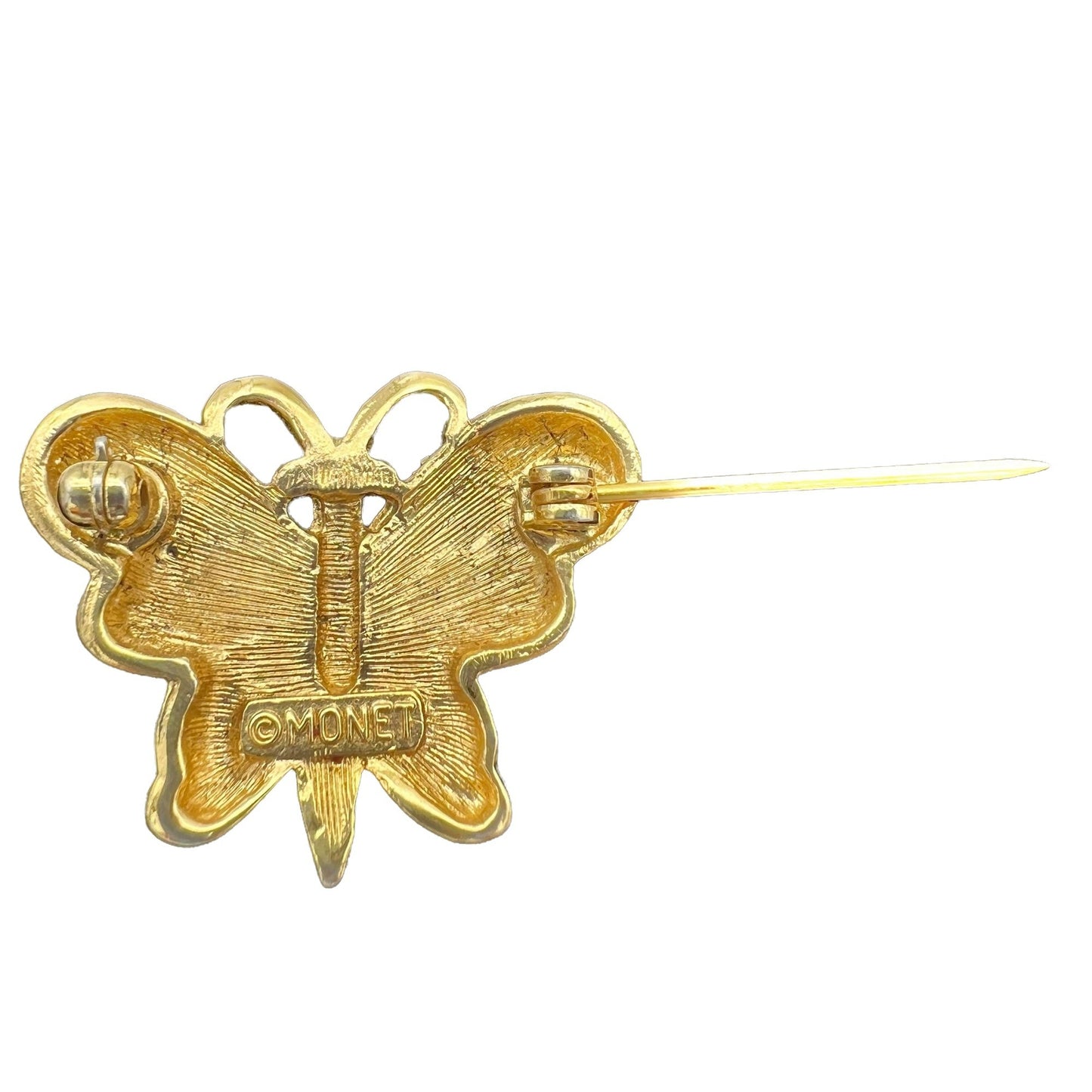 Vintage Monet Brooch 1 in Gold Butterfly Stick Pin