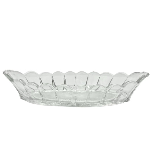 Serving Dish 12 x 5 x 2 Clear Glass Scalloped Oval