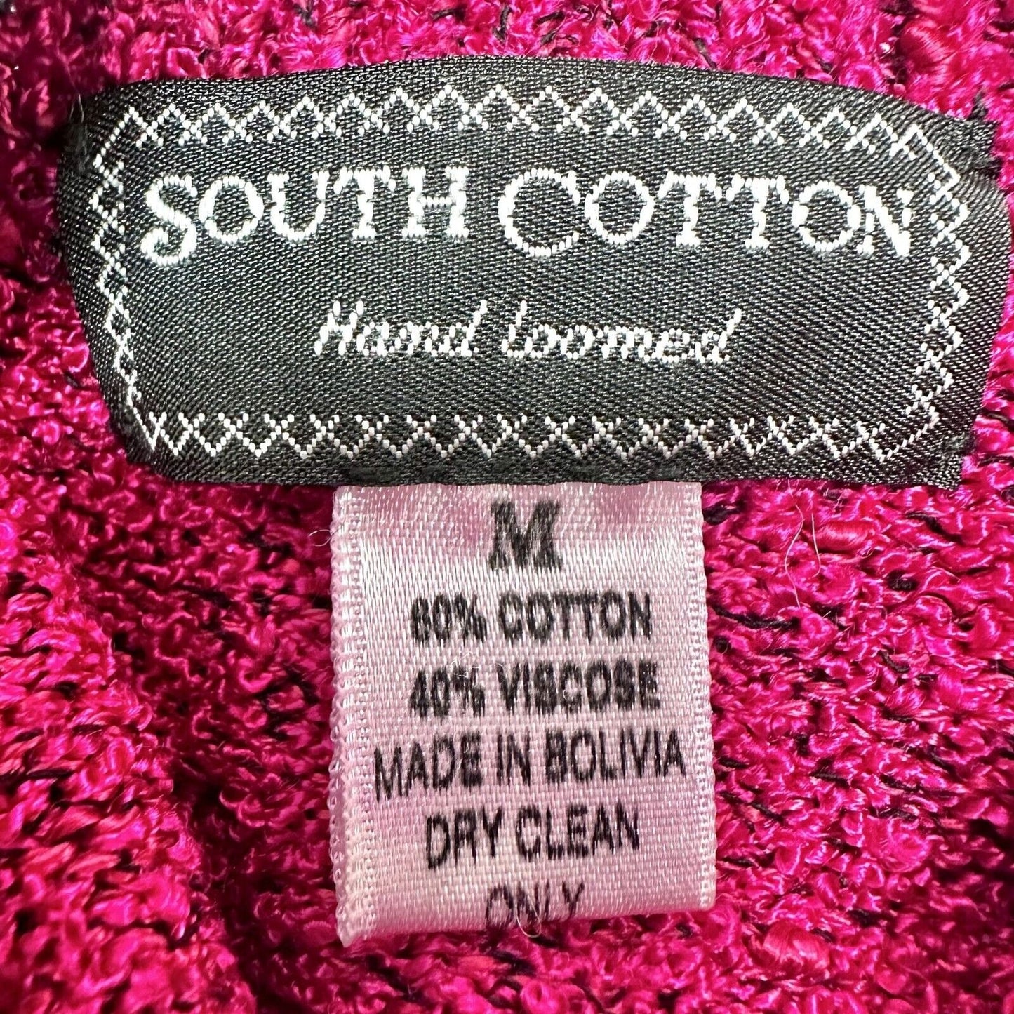 South Cotton Sweater Women's M Red Black Trim Long Sleeve Button Up EUC