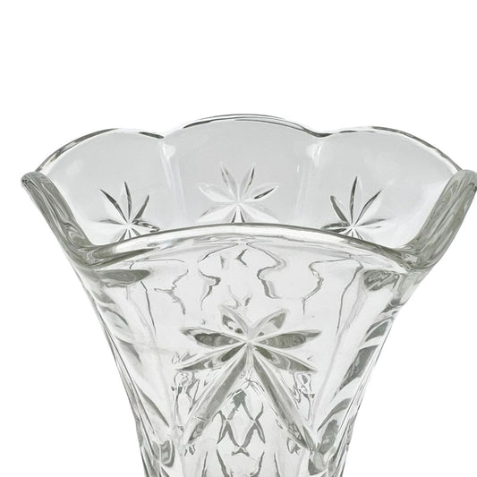 Vase 8.5 x 5.5 Clear Glass Faceted