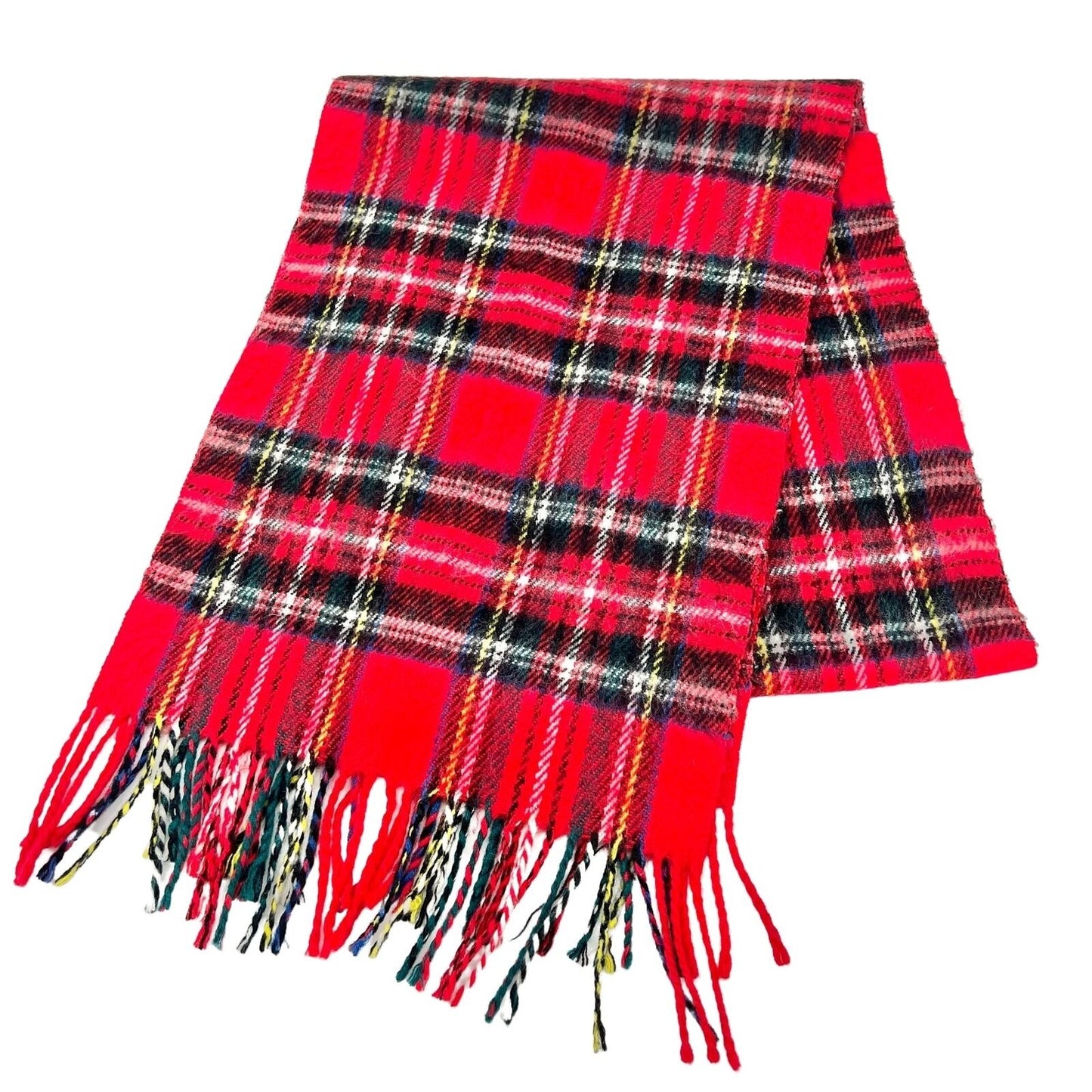 Scarf Classic Red Plaid 70 x 11.5 Fringed