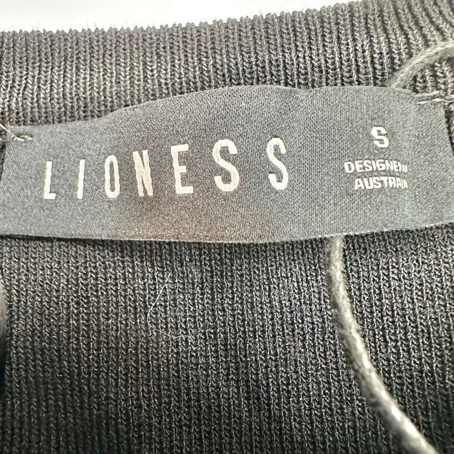 Lioness Dress Women's S Black Ribbed Long Sleeve Crew Neck Drawstring Sides NWT