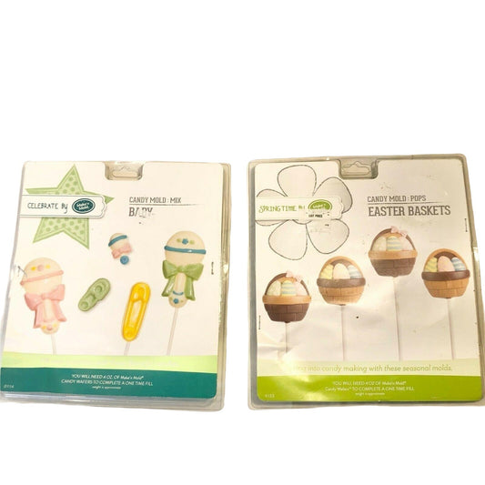 Set of 2 Candy Molds Pops Easter Basket & Baby Instructions NIP