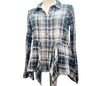 BP Womens Small Black Plaid Long Sleeve Top with Sharkbite Peplum Bottom