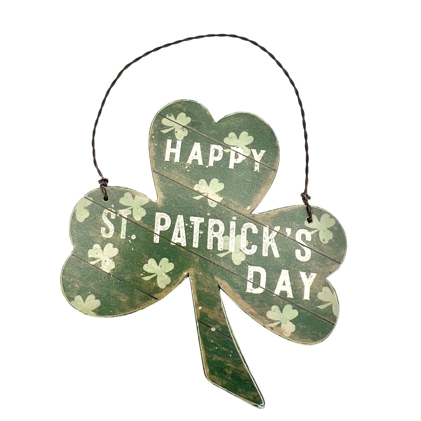 Pair of Two Wooden Decorative Hanging Shamrocks Ornaments