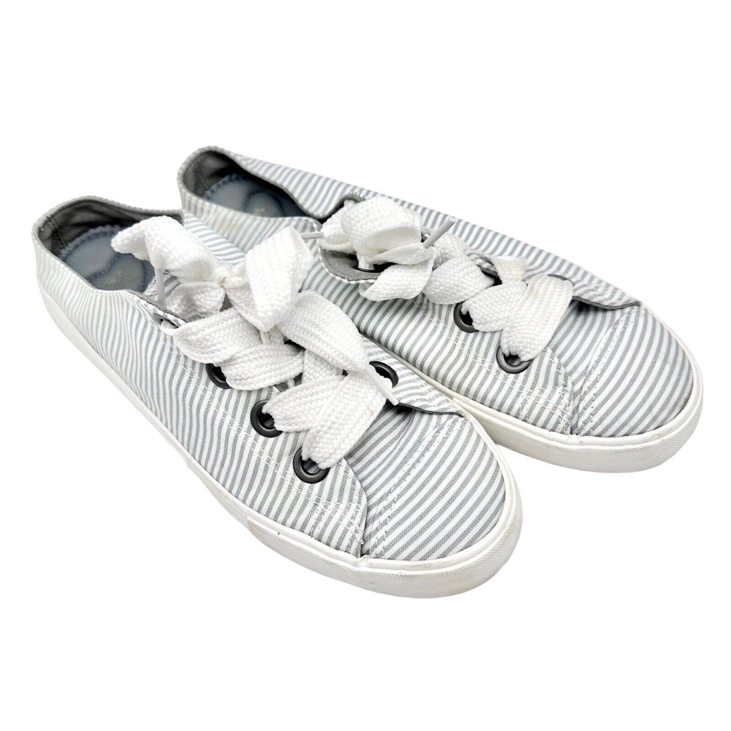 Rocket Dog Shoes Women's 10 Canvas Blue White Stripe White Laces Plush Zone Foam