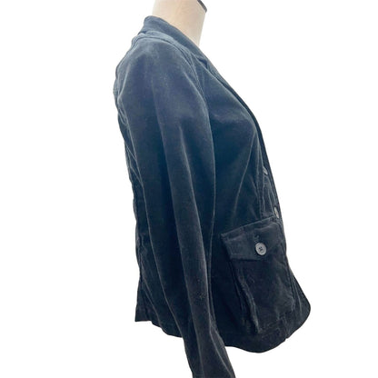 Relativity Womens Small Black Corduroy Button Up Jacket Pockets