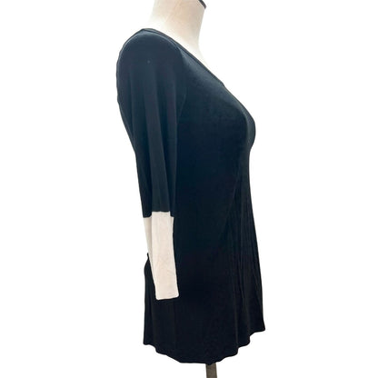 Bailey44 Women's Small Black Soft 3/4 Sleeve Top White Trim on Sleeve