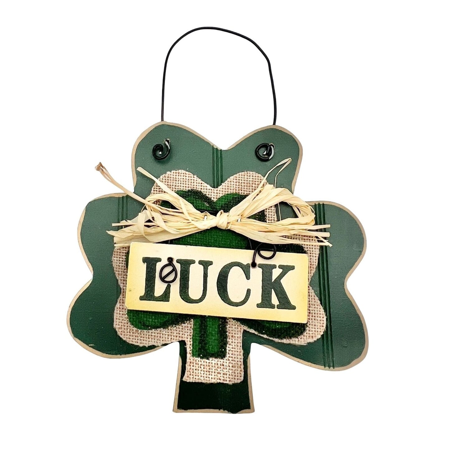 Pair of Two Wooden Decorative Hanging Shamrocks Ornaments